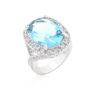 Nice Oval Blue Topaz Cocktail Ring (size: 08) - Picture 1 of 4