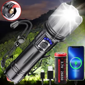 High Lumens Super Bright LED Rechargeable Flashlight Tactical Torch Searchlight - Picture 1 of 13