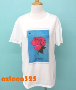 La Rosa Mexican Loteria Relaxed Fit White T Shirt Tees Cotton Shirts - Picture 1 of 1
