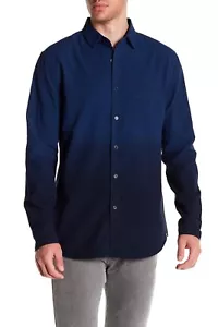 NEW MENS SOVEREIGN CODE LA OMBRE BLUE TEXTURED CHEST POCKET BUTTON FRONT SHIRT M - Picture 1 of 2