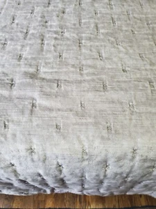Anthropologie Queen Quilt Silver GRAY Cross Stitch Velvet Cotton - Picture 1 of 10