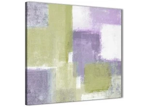 Lime Green Purple Abstract Painting Canvas Wall Art Print - 49cm Square - 1s364s - Picture 1 of 4