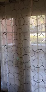 Four (4) Sheer Curtain Panels 54"x84” Geometric Grommet Circular Circles Pattern - Picture 1 of 3