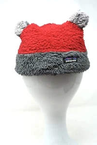 Patagonia Baby's Furry Friends Hat - Classic Red 12 Months Gray EUC - Picture 1 of 4