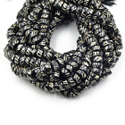 Bone Beads - Batik Heishi Beads - Black Triple Slash Design