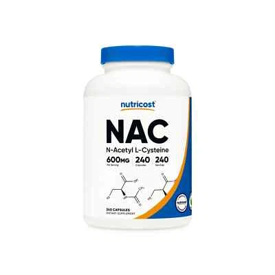 Nutricost N-acetil L-cisteína (NAC) 600 mg, 240 cápsulas vegetales - CADUCIDAD 08/2026 Foto 1 de 2
