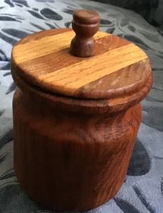 De colección - Tarro de madera maciza de 7 pulgadas con tapa ajustable de 4 pulgadas - té, azúcar, tabaco, etc. - Imagen 1 de 4