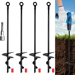 Ground Anchor Kit 4Pack 18" Ground Anchors Heavy Duty For High Windsspiral Earth - Picture 1 of 6