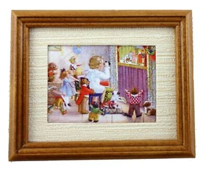 Melody Jane Dolls House Miniature Puppet Show Picture Painting in Walnut Frame - Picture 1 of 8