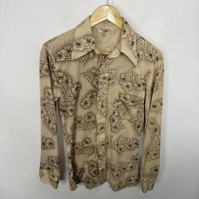 Vintage Exclusive Imports Men M 70s Disco Groovy Floral Button Shirt  - Image 1 of 4