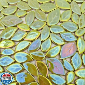 Piastrelle di mosaico in ceramica a forma di foglia 500 g/1,1 libbre, pezzi di mosaico in ceramica per artigianato, - Foto 1 di 5