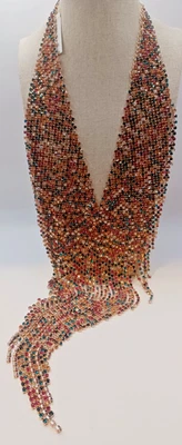 NATASHA RHINESTONE Bib Statement/Fringe Party Collar Necklace full 27" - Image 1 of 4