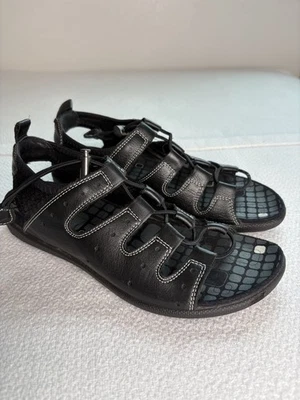 Sandalias de cuero negras transpirables Ecco Jab Toggle Slingback 36 EE. UU. 5-5,5 para mujer Foto 1 de 4