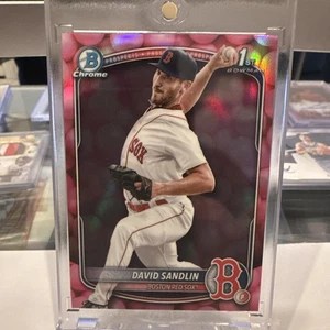 2025 Bowman Chrome David Sandlin Snack Pack Bubble Gum Refractor 🔥 Red Sox SSP - Picture 1 of 4