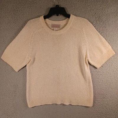 Vintage Womens Light Brown Pull-Over Knit Sweater Size PL Petite Small 60% Silk - Image 1 of 4