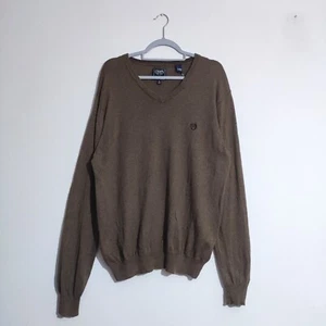 Ralph Lauren Chaps V Neck Jumper Brown L Cashmere Sweater Pullover Mens Casual - Picture 1 of 15