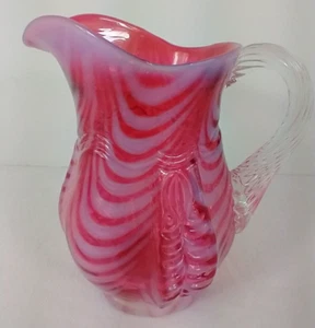Fenton Art Glass Cranberry Opalescent Drape Pattern Creamer Small Pitcher 4.75" - Picture 1 of 7