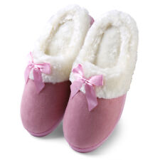 Aerusi Women Cozy Winter Warm Faux Fur Memory Foam Slippers Slip On House Shoes