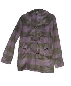 Buffalo David Bitton Women Pea Coat Jacket Purple Plaid Wool Blend XS S L (K1): - Picture 1 of 9