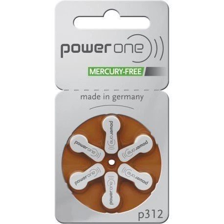 Аккумуляторы для слухового аппарата Power One Size P312, 2 коробки (120 аккумуляторов) - Изображение 1 из 1