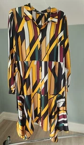 NWT - Karl Lagerfeld -Shirt Dress - Size 12 Abstract Colorful Long sleeve A-line - Picture 1 of 9