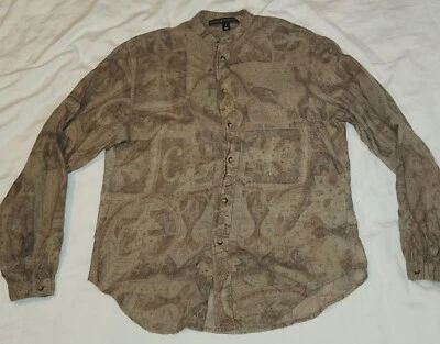 Vintage Ralph Lauren Black Label Shirt  Brown Cashmere-Silk Button Up Sz  8 - Image 1 of 4