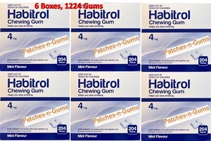 Habitrol 4mg Mint Nicotine Gum. 6 Bulk Boxes of 204 (1224 Pieces) Exp 05/26 - Picture 1 of 5