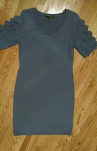 Beautiful Adrienne Vittadini Size Medium Silver Sweater Dress fun sleeves - Picture 1 of 4