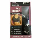 Pack de 2 tasses amovibles soutien-gorge de sport sans couture pour femme Puma - gris/noir, moyen neuf avec étiquettes 