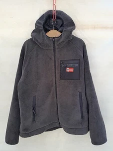 Geographical Norway Fleece Jacket Men's Extra Large Grey Zip Pockets Teddy Bear - Picture 1 of 15