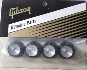 GIBSON® Black Silver Reflector Knob Set Les Paul Genuine Real *FREE SHIPPING* - Picture 1 of 4