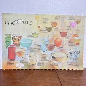 4 COCKTAILS Vintage UNUSED 1973 Cocktail Recipes Paper Placemat 14" x 10" - Picture 1 of 13