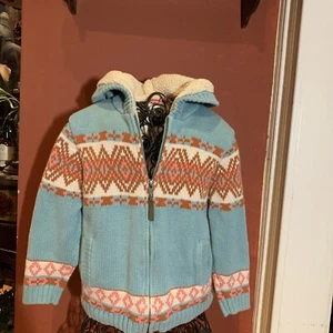 hanna andersson 100 hooded girls 4 nordic sweater jacket - Picture 1 of 8