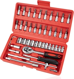 Juego de llaves de 46 piezas Kit De Herramientas Para Carro Llave Inglesa Mecani - Foto 1 di 12