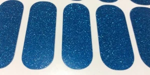 Jamberry Nail Wrap- Retired Sapphire Blue Sparkle Glitter on Classic, Full Sheet - Picture 1 of 4