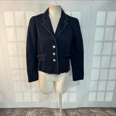 Chaqueta Blazer Luella For Target Azul Muesca Solapa Tres Botones Forrada Talla XL Foto 1 de 4