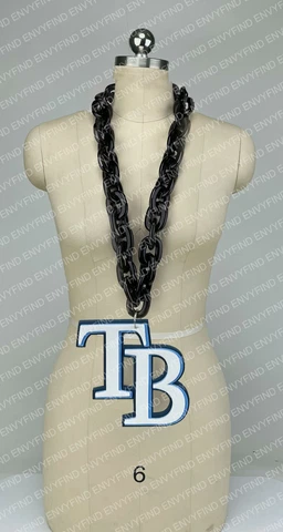 New MLB TAMPA BAY RAYS BLACK Jumbo Big Fan Chain Necklace Foam MI USA Cover