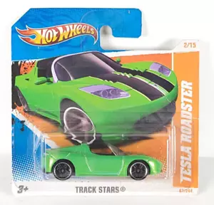 Hot Wheels Short Card Tesla Roadster grün Track Stars Knick auf Karte - Bild 1 von 2