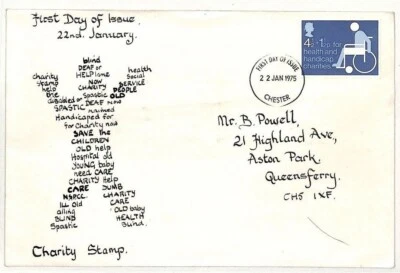 GB HAND-ILLUSTRATED 1975 FDC Health & Handicap Charity Stamp Chester AT167 - Image 1 of 3