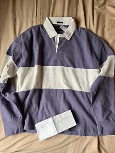 Abercrombie & Fitch Long Sleeve Rugby Polo T Shirt Sweatshirt Purple White Vtg L - Picture 1 of 6