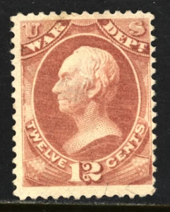 SCOTT O89 1873 12 CENT WAR DEPARTMENT OFFICIAL ISSUE MH OG F-VF CAT $180! - Picture 1 of 2