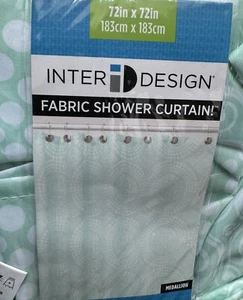 Cortina de ducha de tela Inter Design 72 X 72 pulgadas (183x183 cm) NUEVA puntos blancos/verde - Imagen 1 de 4