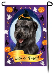 Halloween Garden Flag - Black Irish Wolfhound - Imagen 1 de 1