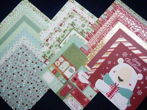 12X12 Scrapbook Paper Cardstock Merry Christmas Trees Snowflakes Snowman 24 Lot - Picture 1 of 10
