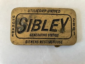 SIBLEY MO BELT BUCKLE 2001-GENERATING STATION SOLID BRASS Unable - Picture 1 of 3