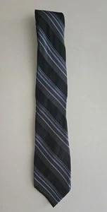 Merona 2011 Men’s Neck Tie, Black/Grey/Blue Striped 100% Silk 60" x 3 1/8" - Picture 1 of 8