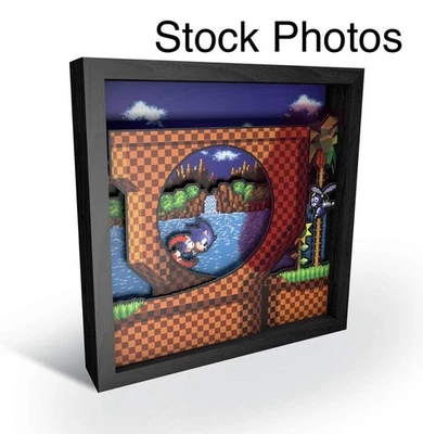 Level Up Labs Sonic The Hedgehog Pixel Frame Loop Scene 9x9 3-D Shadow Box Art - Image 1 of 4