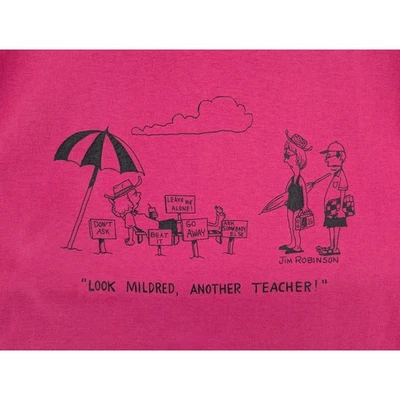 Camiseta De Colección Jim Robinson Rosa Hanes Peso Pesado XL Divertida Maestra Gráfica Camiseta Foto 1 de 4