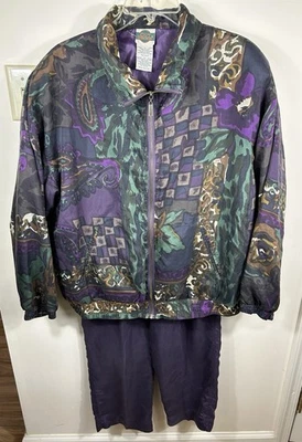 De Colección Años 90 Traje de Pista Rompevientos Chaqueta Pantalones CONJUNTO Hip Hop Outbrook Mujer’s L Retro Foto 1 de 4