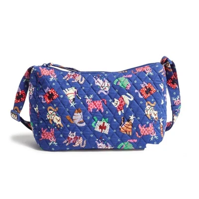 New Vera Bradley Catnip Christmas Crossbody Bag Blue Red Green Pink  - Image 1 of 4